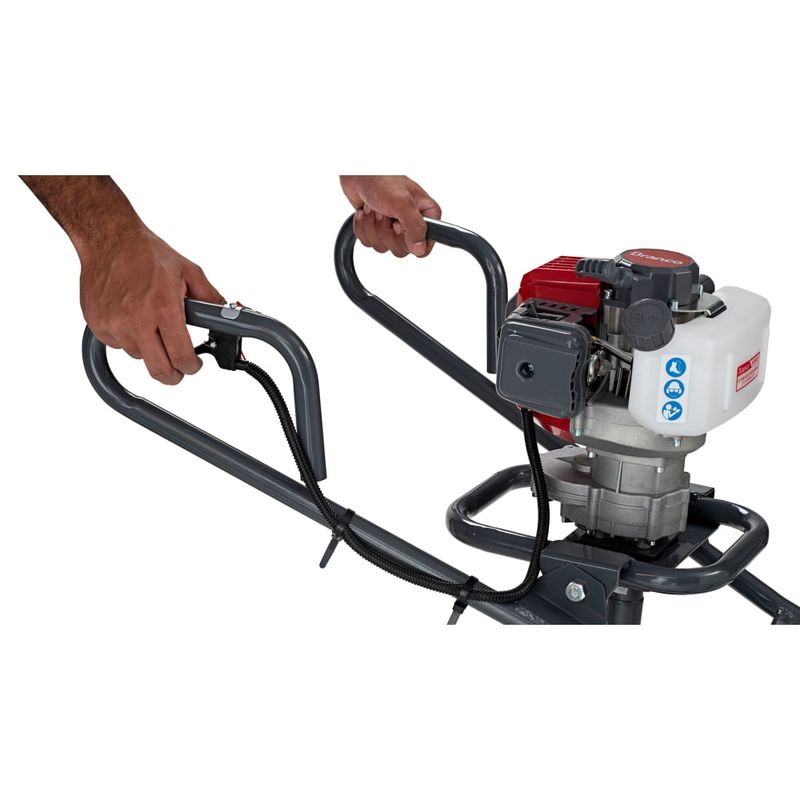 Quadro-Suporte-com-Roda-para-Perfurador-de-Solo-a-Gasolina-Branco
