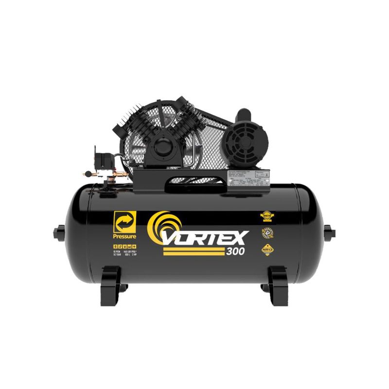 Compressor-de-Ar-2HP-10PCM-Capacidade-100L-Vortex-300-Pressure-110-220V-Monofasico