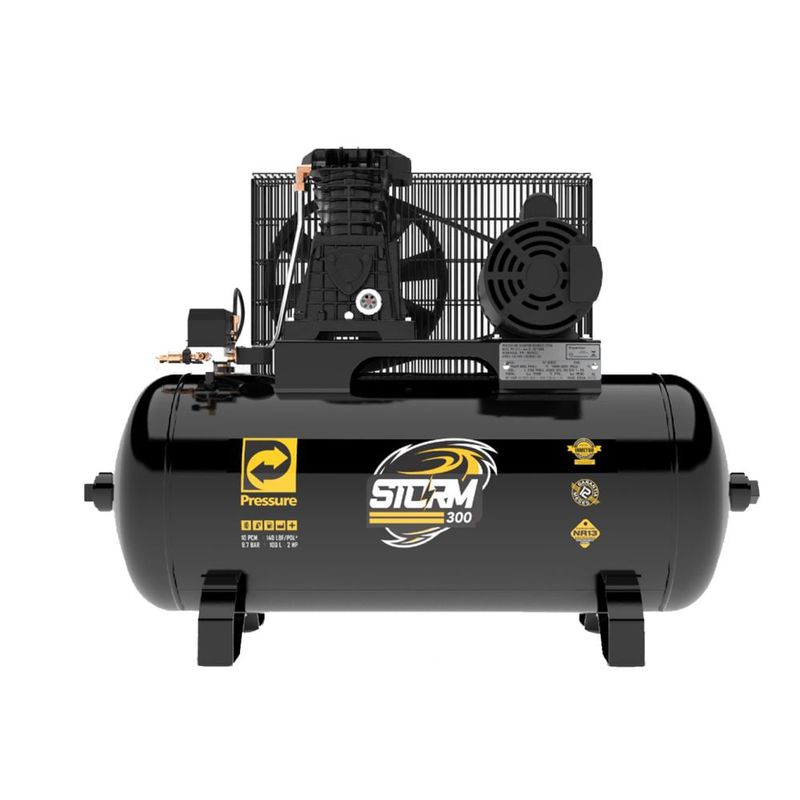 Compressor-de-Ar-2HP-10PCM-Capacidade-100L-Storm-300-Pressure---110-220V-Monofasico