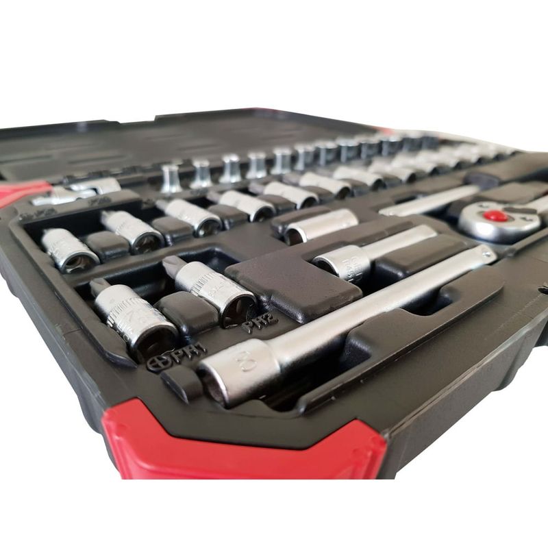 Jogo-Soquetes-1-4-com-33-Pcs-Sextavado-4-13MM-Gedore-Red