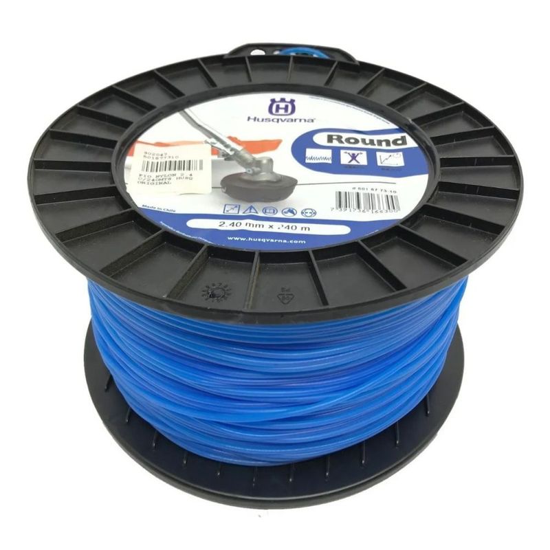 Fio-Nylon-2-4mm-Redondo-Azul-Rolo-com-240-Metros-Husqvarna-Original