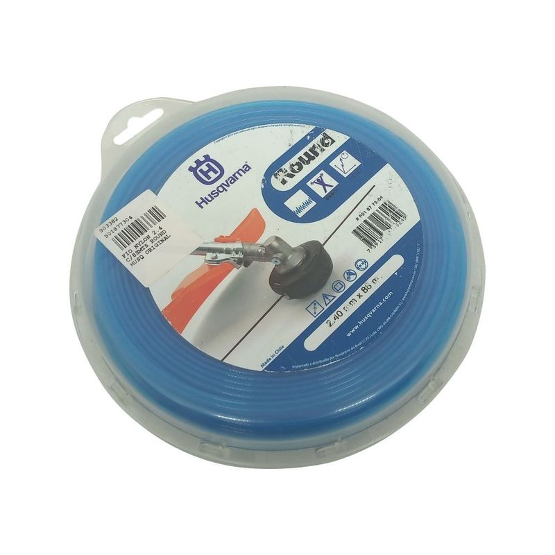 Fio-Nylon-Round-Husqvarna-Redondo-2-4mm-rolo-com-88-metros-cor-Azul-Original
