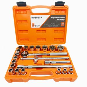 Jogo de Soquetes Estriados de 1/2" Gedore Robust de 8 À 32mm com 22 Peças