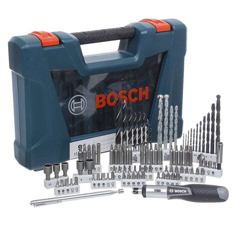 Jogo-Brocas-e-Bits-em-Titanio-Bosch-VLINE-91-pecas-com-Maleta