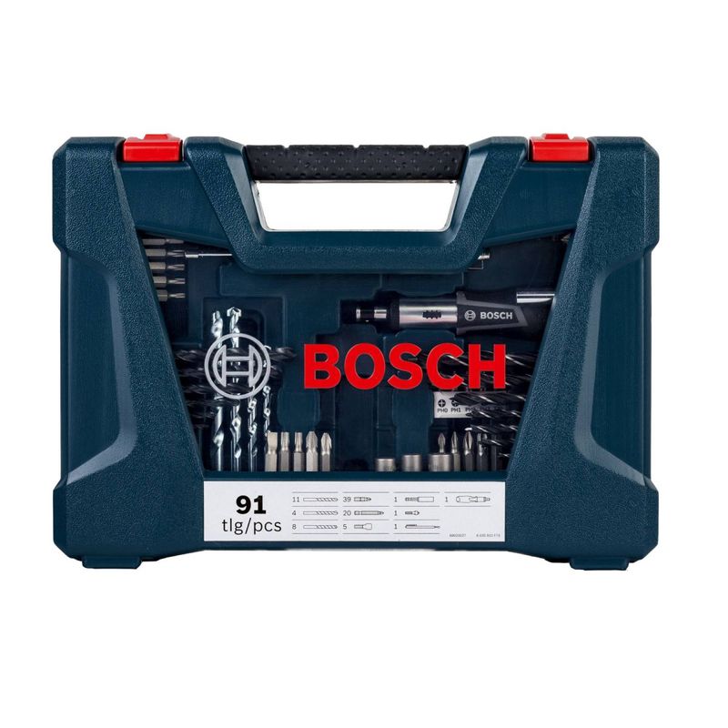 Jogo-Brocas-e-Bits-em-Titanio-Bosch-VLINE-91-pecas-com-Maleta