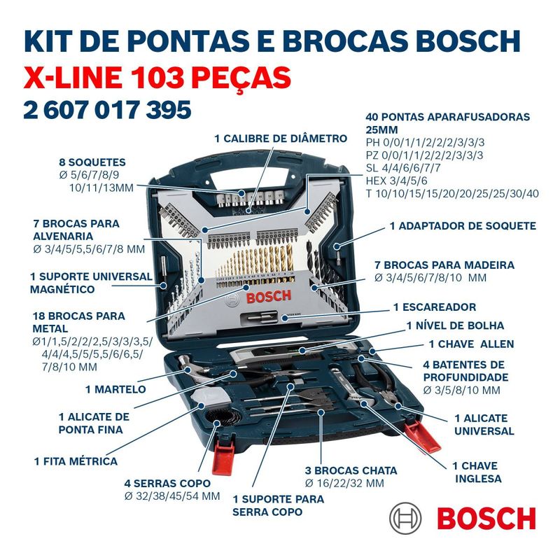 Jogo-Pontas-e-Brocas-em-Titanio-Bosch-XLINE-103-pecas-com-maleta