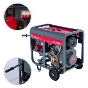 Gerador Diesel 8KVA Branco BD-8000 E3 Trifásico 220V Partida Elétrica