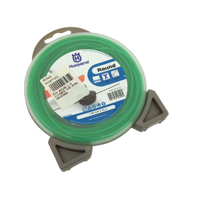 Fio-Nylon-Husqvarna-Redondo-1-6mm-rolo-com-15-metros-cor-Verde-Original