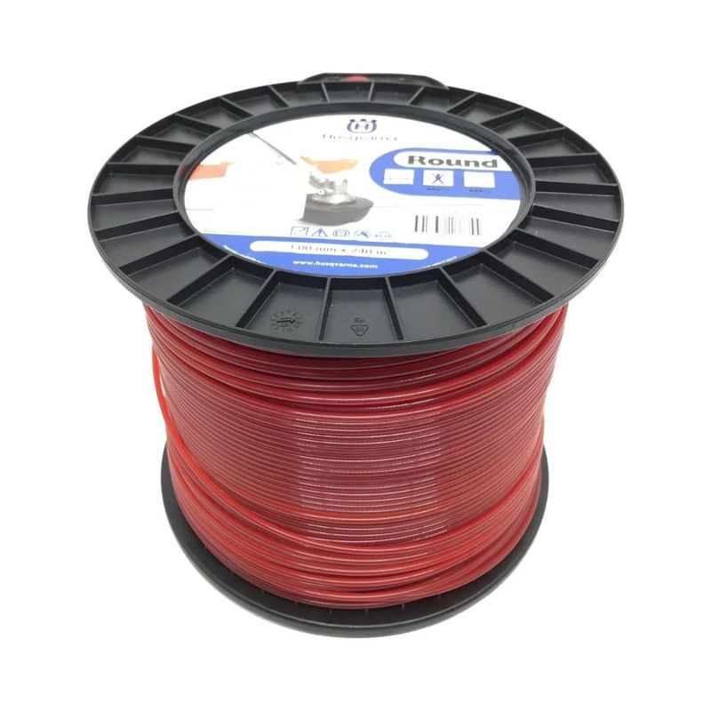 Fio-Nylon-2-7mm-Redondo-Vermelho-Rolo-com-240-Metros-Husqvarna-Original