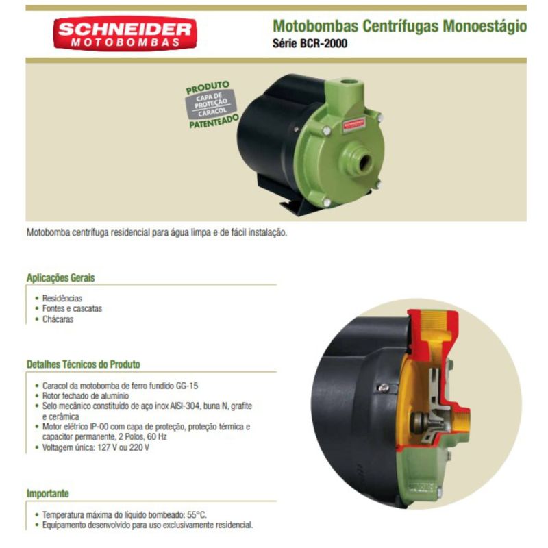 Motobomba-Centrifuga-Schneider-Bcr-2000-1-4-CV-127-Volts