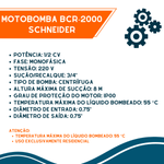 Motobomba Centrifuga Residencial Schneider Bcr-2000 1-2 CV 220 Volts